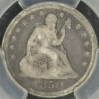 1850-O Seated Liberty Quarter PCGS VG08 obverse full slab