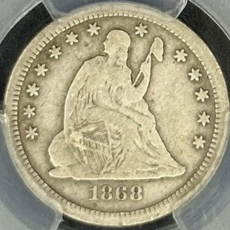 1868-S Seated Liberty Quarter PCGS F12 obverse full slab