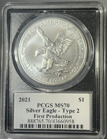 2021 $1 American Silver Eagle Type 2 – Emily Damstra Signed, First Production