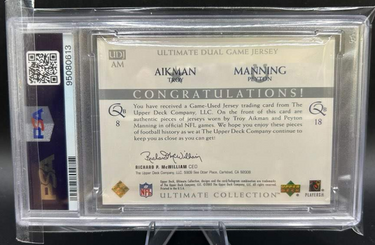 Peyton Manning/Troy Aikman 2003 Ultimate Coll. Dual Patch 51/99 Football Card PSA 9