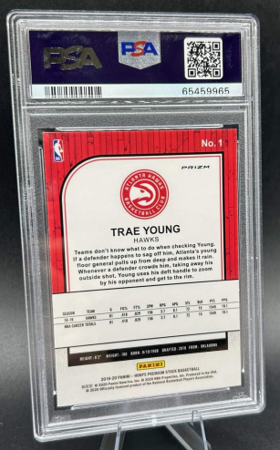2019-20 Trae Young Hoops Premium Stock #1 Pulsar Basketball Card PSA 10
