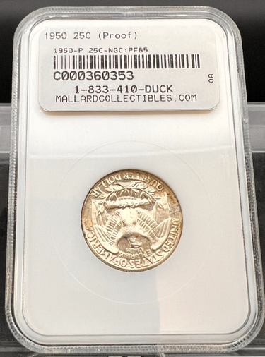 1950 Washington Quarter Proof PF65 Certified Silver 25C Philadelphia Mint