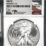 2013-(S) American Silver Eagle NGC MS70 John Mercanti signed obverse