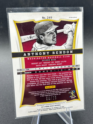 2013 Panini Prizm Select Anthony Rendon Rookie Card Auto 08/25