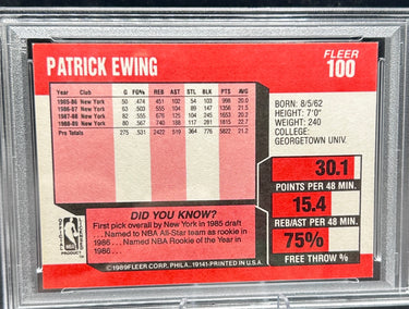 1989 Fleer Patrick Ewing #100 PSA Mint 9