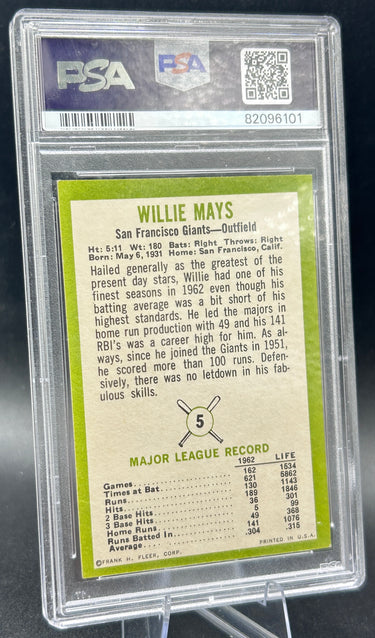 1963 Fleer Willie Mays #5 PSA EX-MT 6
