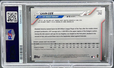 2020 Topps Gavin Lux #292 RC PSA Gem Mint 10