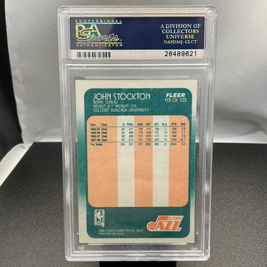 1988 John Stockton Fleer #115 PSA Graded EX-MT 6 Basketball Card (308158)