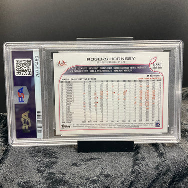 2022 Topps Update #US60 Rogers Hornsby PSA GEM MINT 10 – A Legendary Hitter Immortalized in Perfection! (320512)