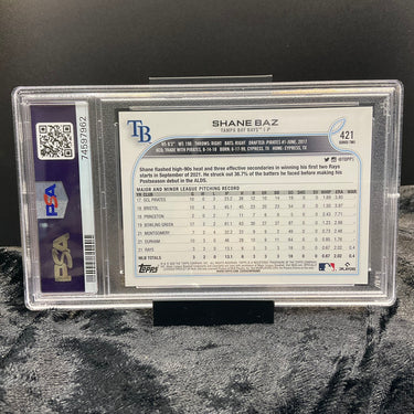 2022 Topps #421 Shane Baz PSA GEM MINT 10 – Tampa Bay’s Rising Star! (320639)
