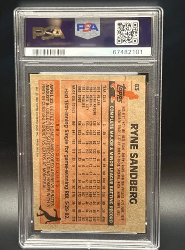 1983 Ryne Sandberg Chicago Cubs Topps Card #83 PSA 6.0