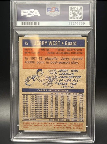 1972 Jerry West Los Angeles Lakers Topps Card #75 PSA 4.0
