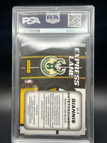 2021 Donruss Optic GIANNIS ANTETOKOUNMPO Express Lane Purple Bucks #3 PSA GEM MINT 10