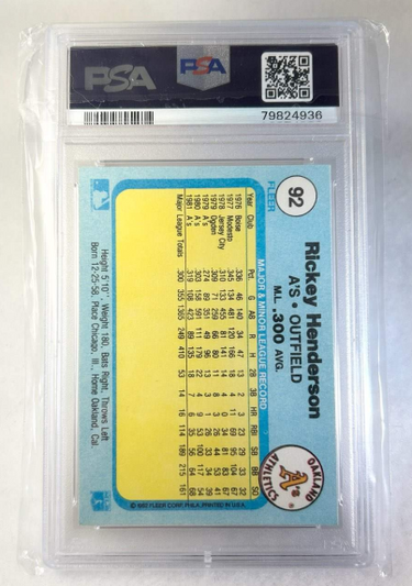 1982 Rickey Henderson Fleer Baseball Card #92
