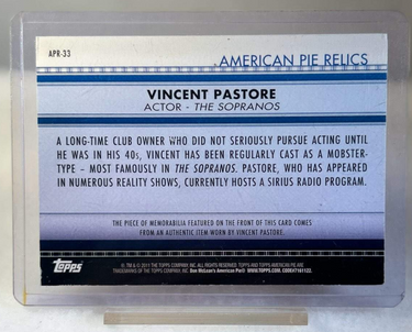 2011 Topps Relics Vincent Pastore 'Sopranos' Seal of Authenticity Auto Card