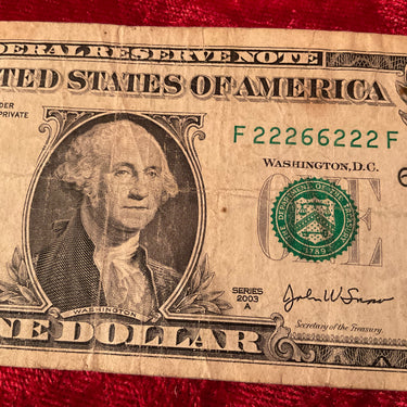 2003-A $1 Federal Reserve "Radar Note" Serial F 22266222 F ~FINE~