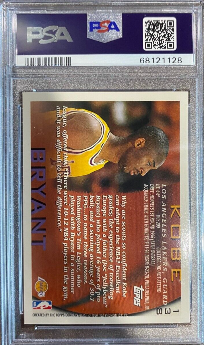 1996 Topps Kobe Bryant #138, Rookie, PSA 10